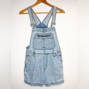 Vintage Express Bleus Light Wash Shortalls Short Bibs Overalls 100% Cotton XS